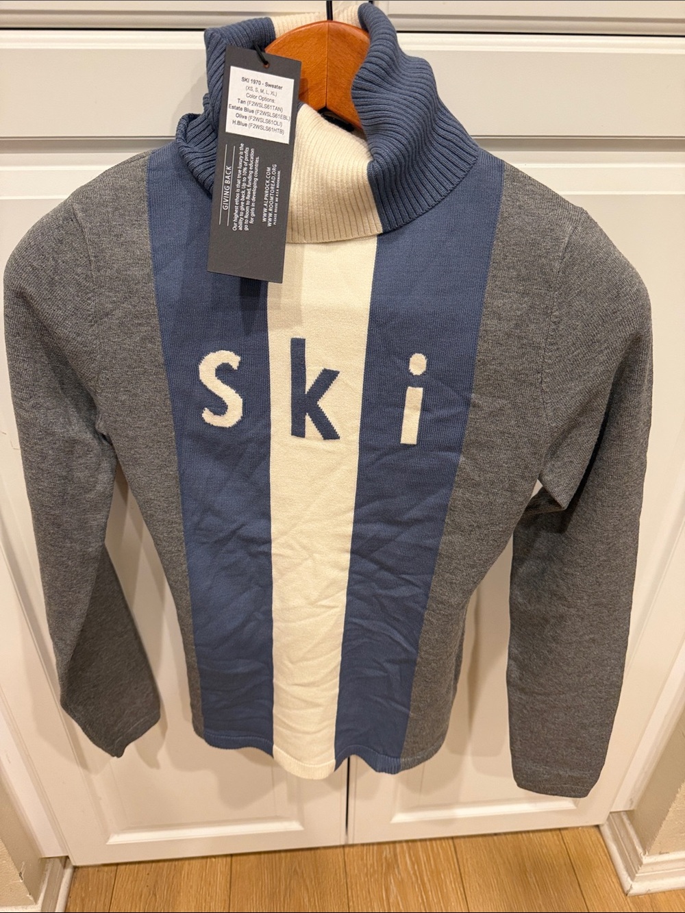 Alp N Rock Women's Ski Cowlneck Sweater - Blue, Cream, Gray